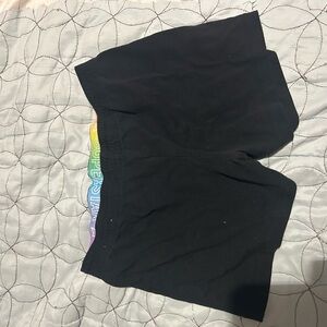 Black Shorts with Rainbow Waistband